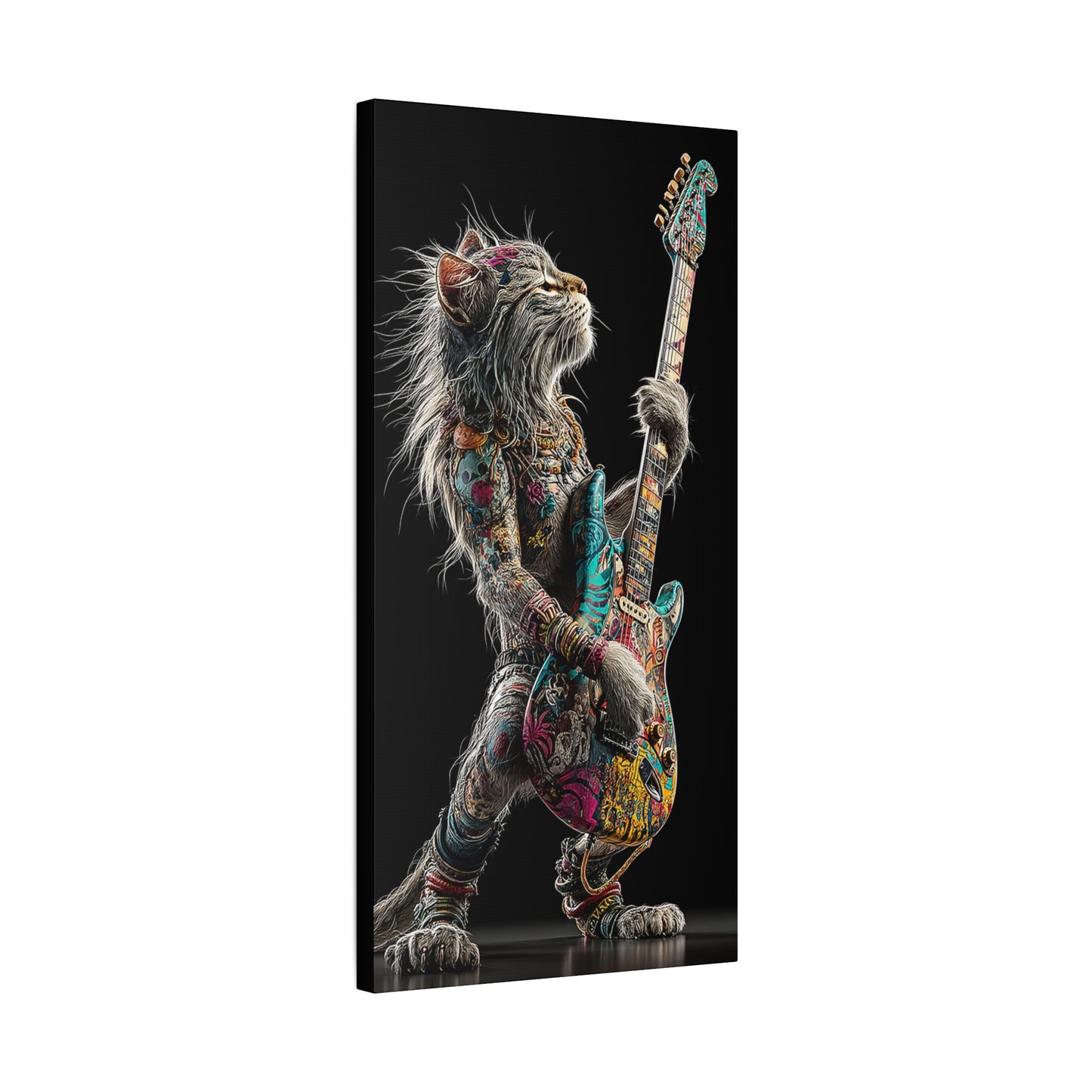 Rocking Cat Canvas Art - Vibrant Music Decor for Cat Lovers