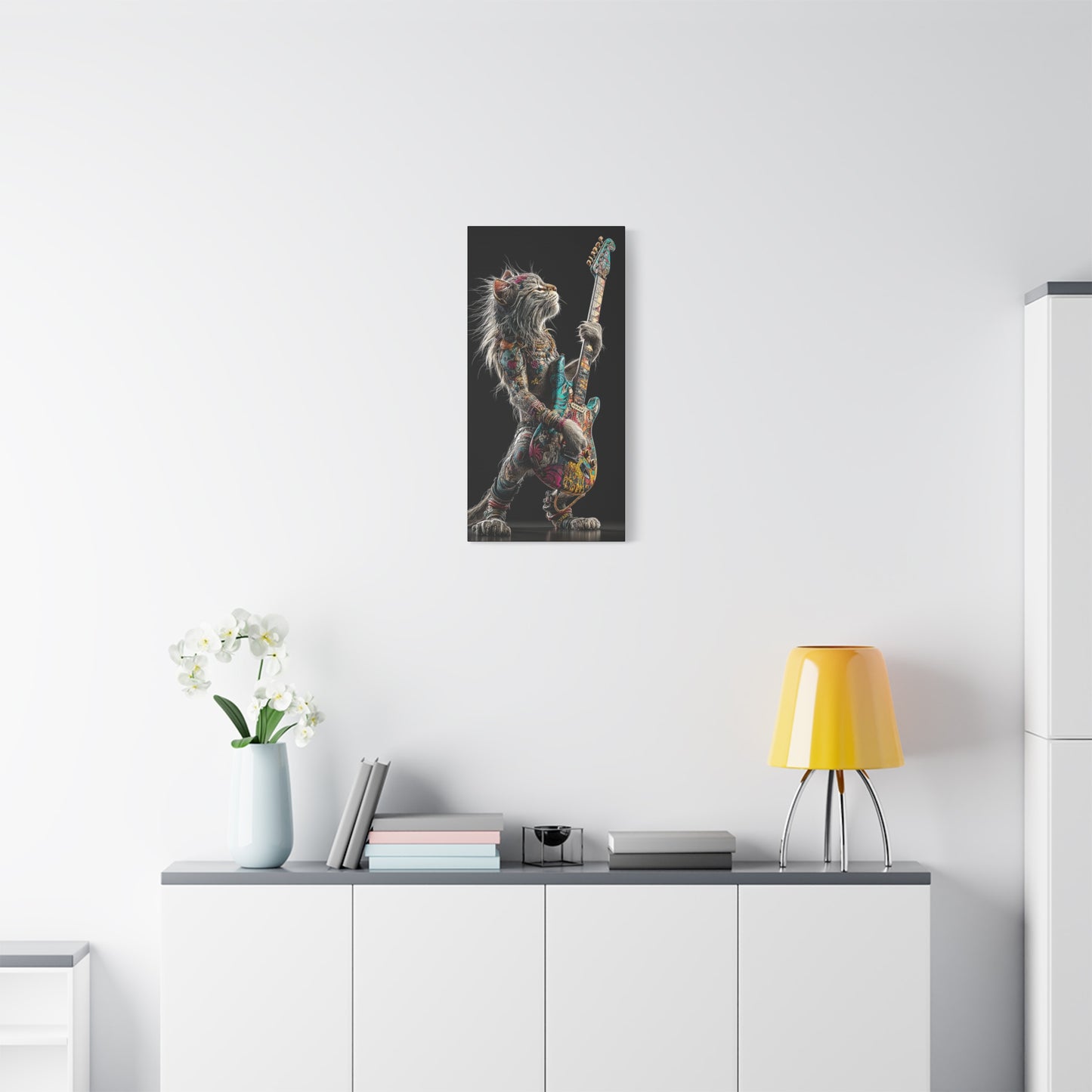 Rocking Cat Canvas Art - Vibrant Music Decor for Cat Lovers