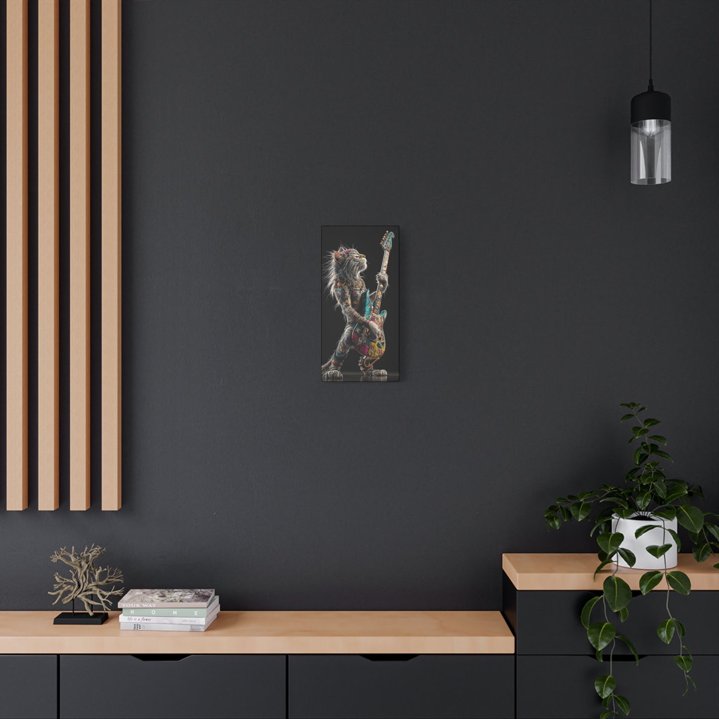 Rocking Cat Canvas Art - Vibrant Music Decor for Cat Lovers