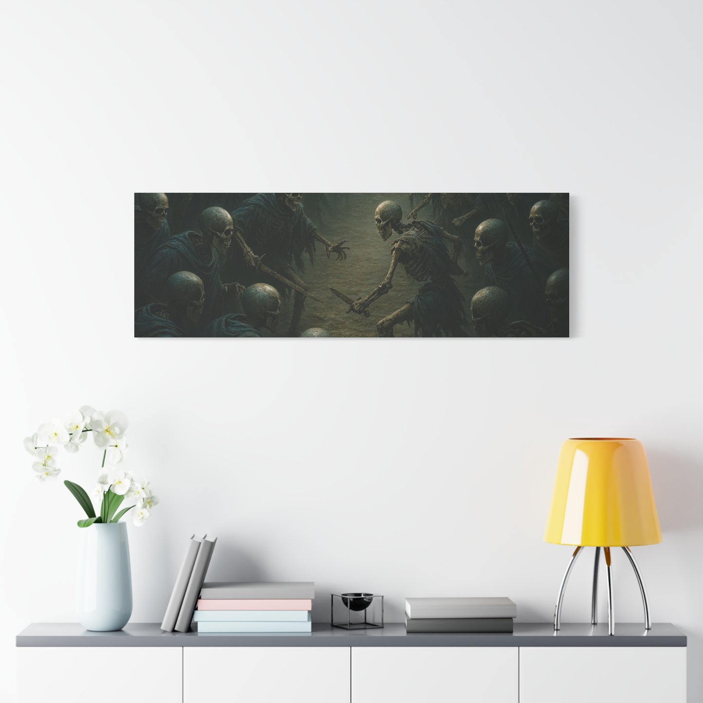 Eerie Skeleton Art Print, Dark Wall Decor, Gothic Home Decoration, Horror Artwork, Unique Gift for Halloween