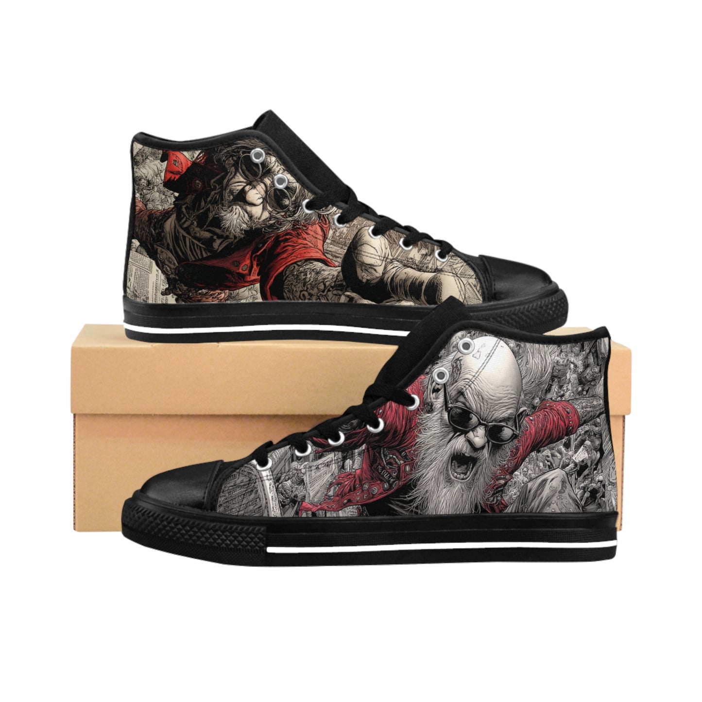 Men's Classic Sneakers with Unique Graphic Design – Stylish High-Top Shoes for Trendsetters