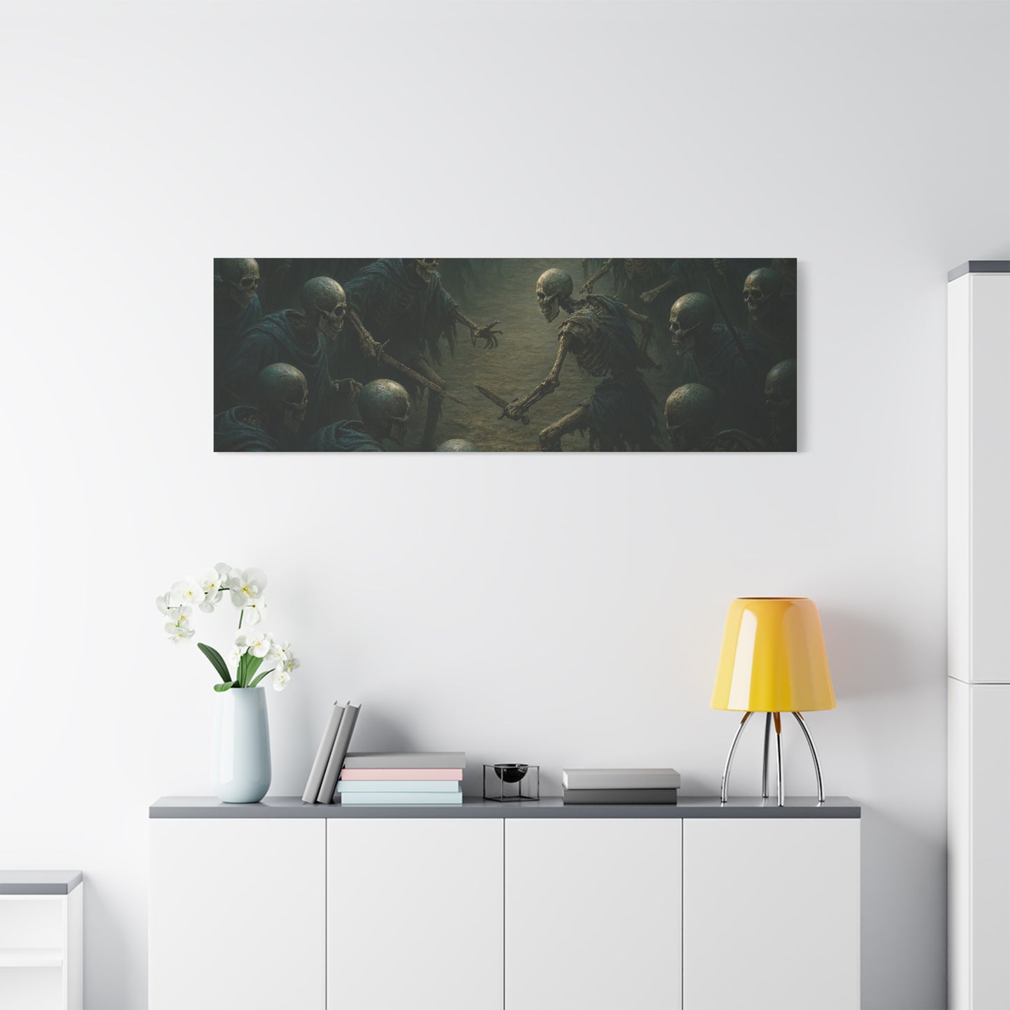 Eerie Skeleton Art Print, Dark Wall Decor, Gothic Home Decoration, Horror Artwork, Unique Gift for Halloween