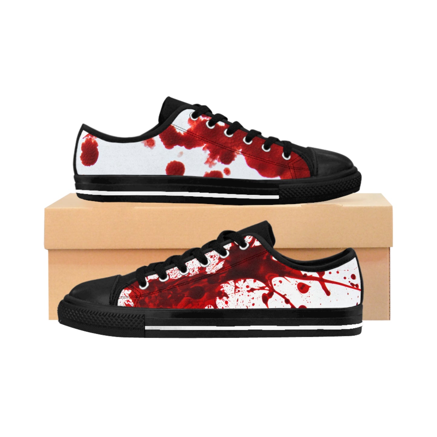 Blood Splatter Sneakers – Unique Canvas Shoes, Edgy Footwear, Horror Theme, Gift for Halloween, Statement Kicks