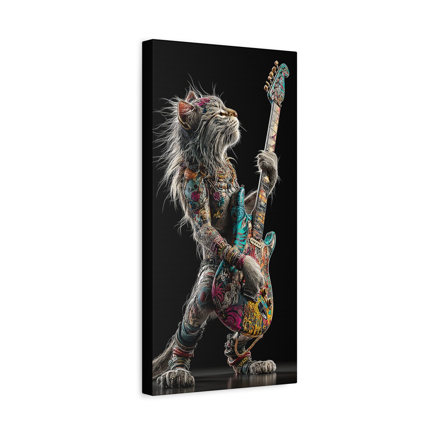 Rocking Cat Canvas Art - Vibrant Music Decor for Cat Lovers