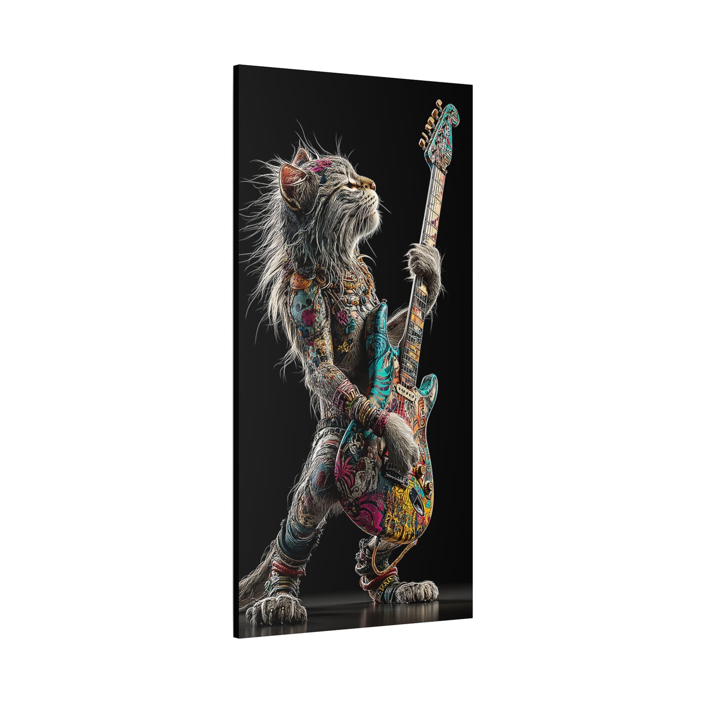 Rocking Cat Canvas Art - Vibrant Music Decor for Cat Lovers