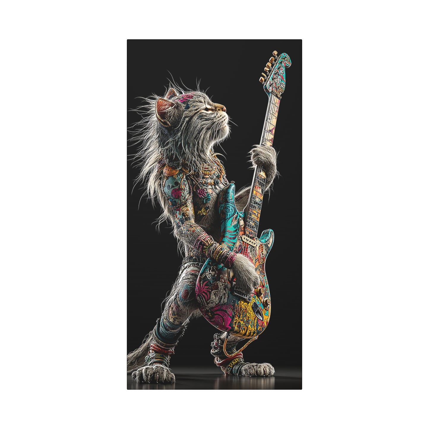 Rocking Cat Canvas Art - Vibrant Music Decor for Cat Lovers