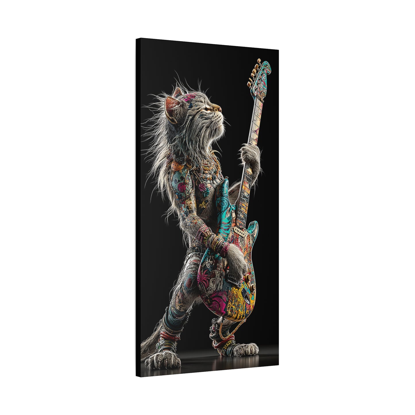 Rocking Cat Canvas Art - Vibrant Music Decor for Cat Lovers