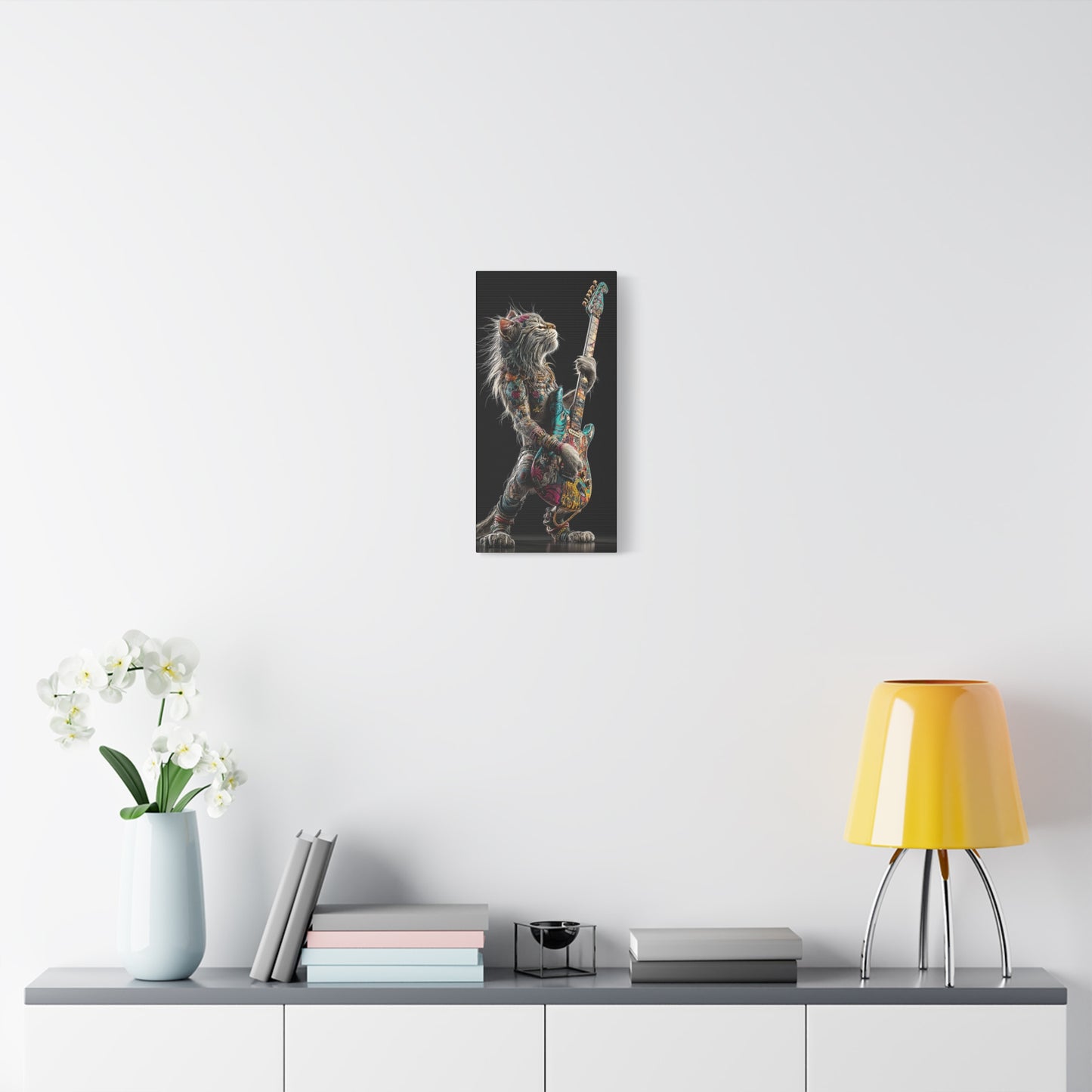 Rocking Cat Canvas Art - Vibrant Music Decor for Cat Lovers